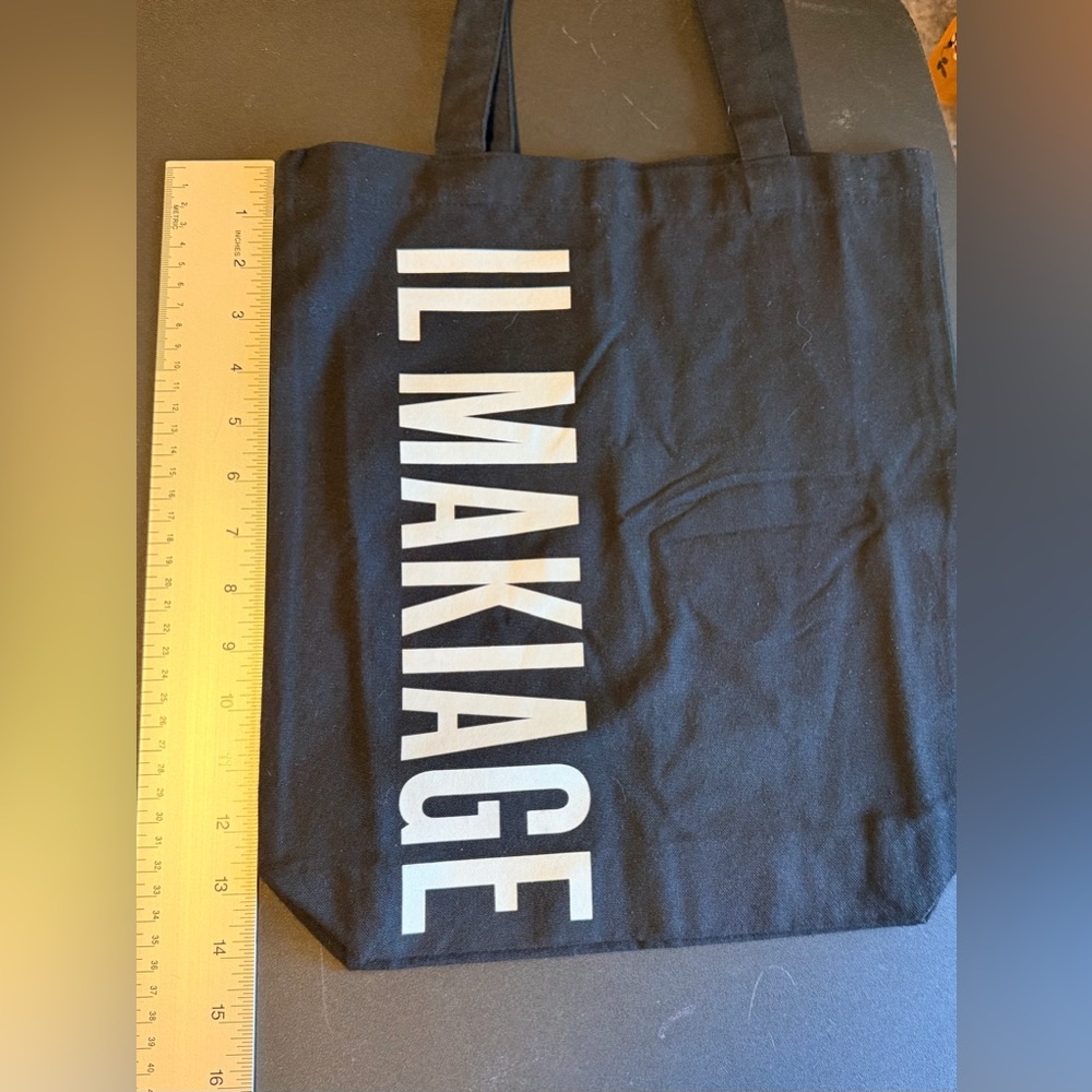 Small Black Canvas Tote with Bold White Text - Picture 4 of 4
